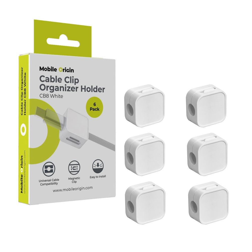 Mobile Origin Magnetisk Kabelhållare - 6 st. - Vit