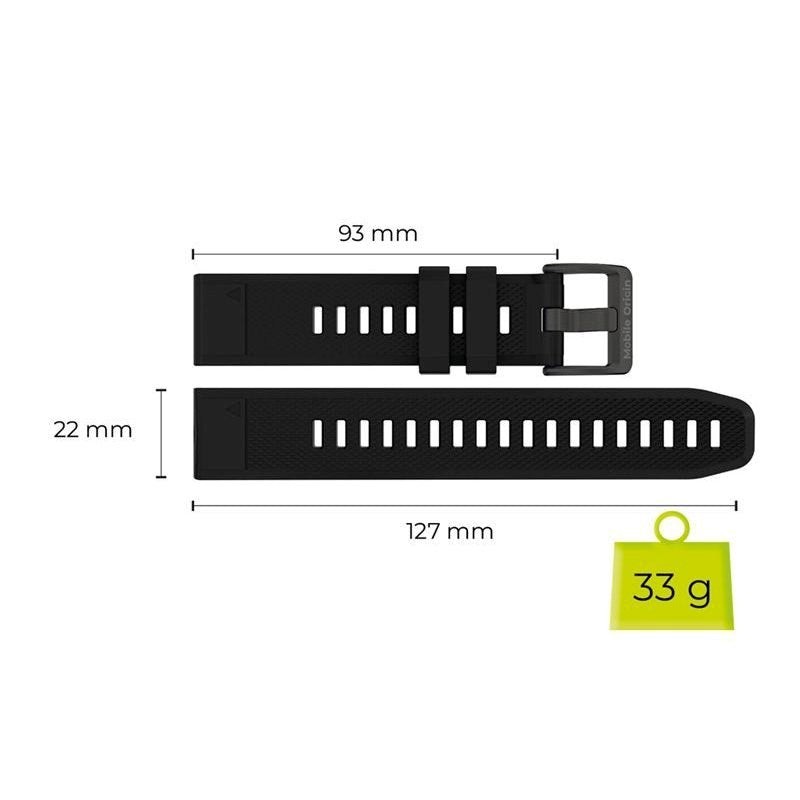 Universal Garmin 22mm QuickFit Mobile Origin Easy Strap Silikon Armband - Svart