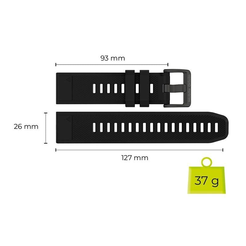 Universal Garmin 26mm QuickFit Mobile Origin Easy Strap Silikon Armband - Svart