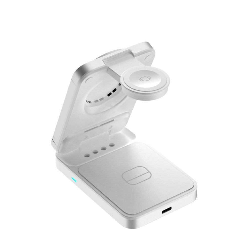 3-i-1 Qi2 Vikbar Trådlös Laddare Mobile Origin - Telefon, Apple Watch & Hörlurar - Silver