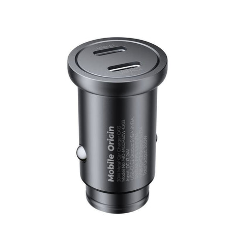 Biladdare Mobile Origin 30 W med 2x USB-C - Svart