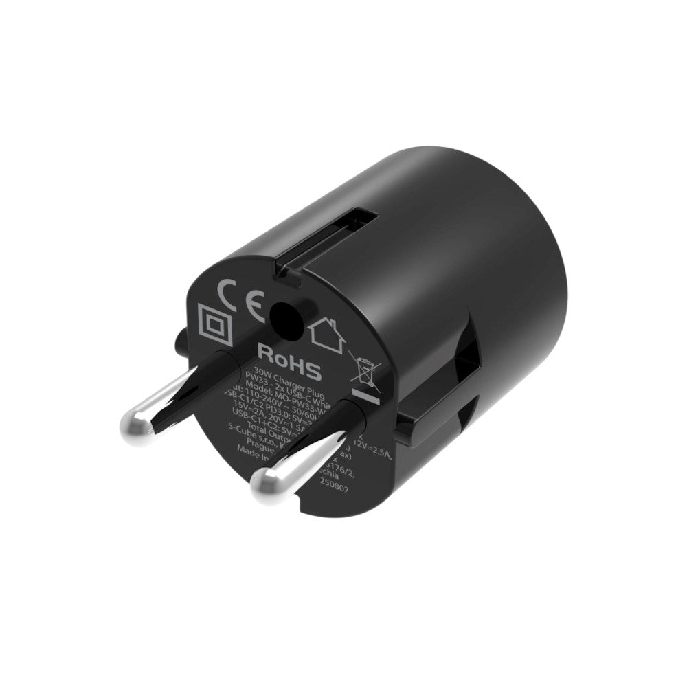 Snabbladdare 30W Mobile Origin 2 x USB-C - Svart