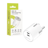 Snabbladdare 30W Mobile Origin 2 x USB-C - Vit