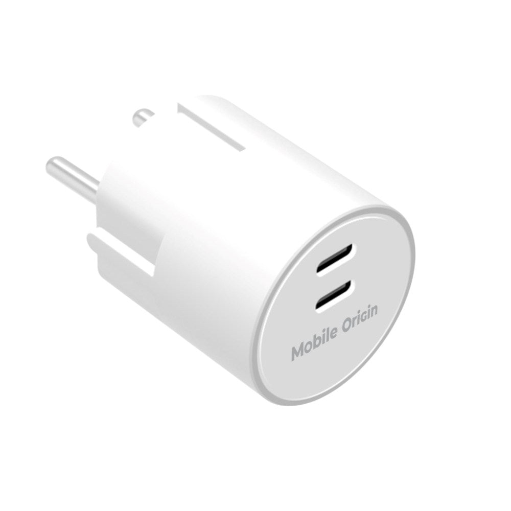 Snabbladdare 30W Mobile Origin 2 x USB-C - Vit