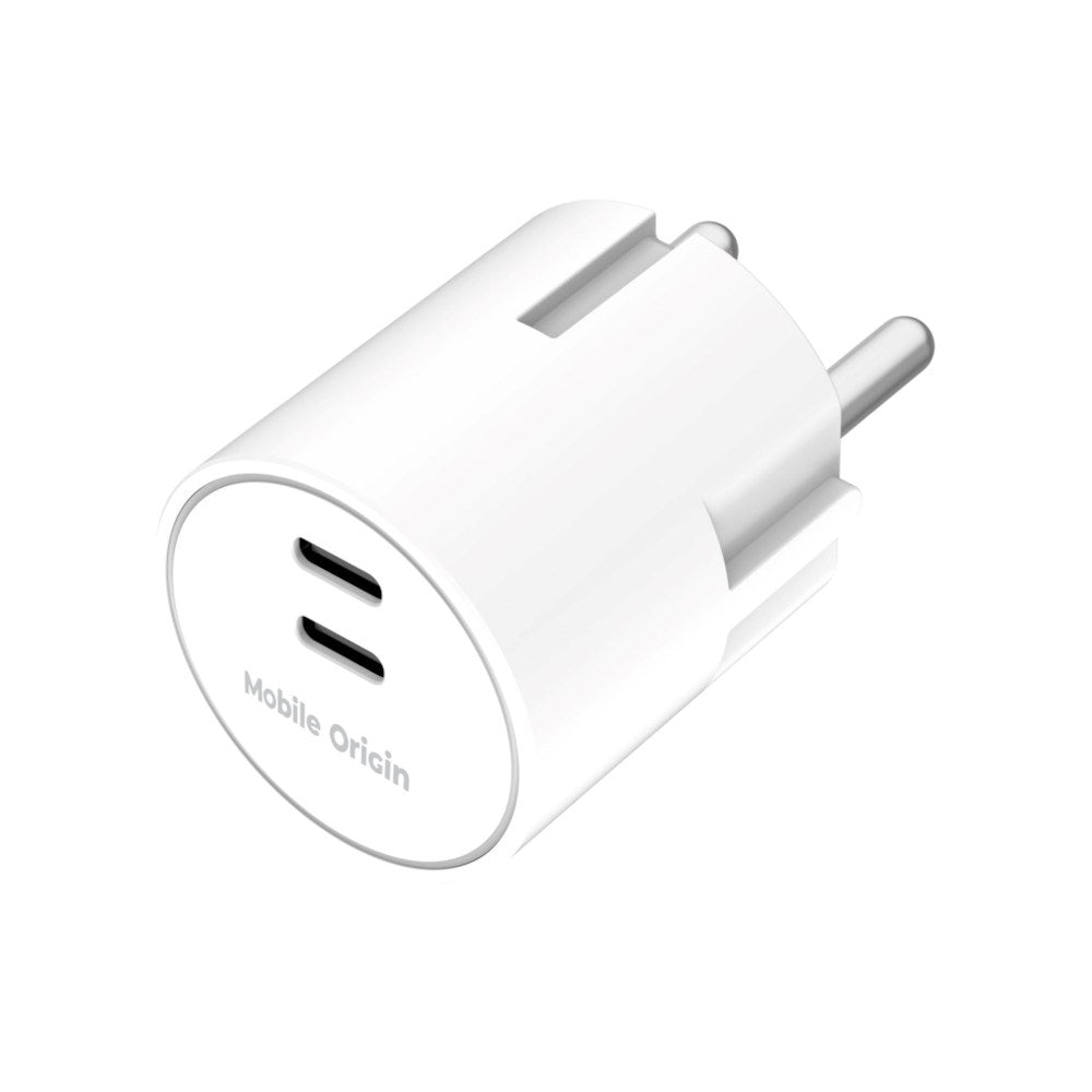 Snabbladdare 30W Mobile Origin 2 x USB-C - Vit