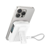 Mobile Origin 10 000 mAh Powerbank med Trådlös Laddning / Inbyggd USB-C Kabel - MagSafe / Qi2 Kompatibel - Vit
