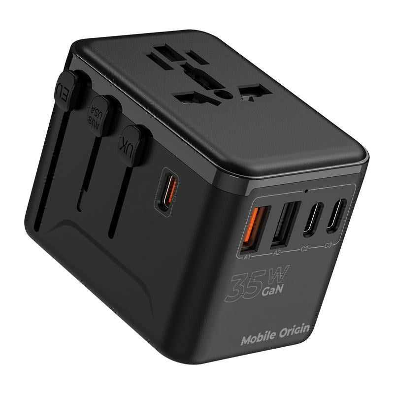 Reseladdare Mobile Origin GaN 35W - EU / UK / USA / AUS - Svart