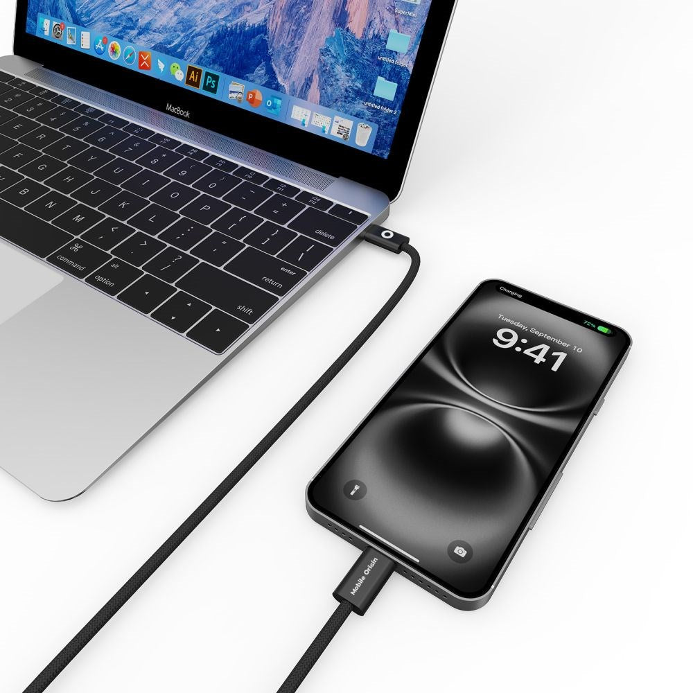 Mobile Origin UltraSlim 60W USB-C till USB-C Kabel - 1m - Svart