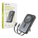 Magnetisk Powerbank 10000mAh Mobile Origin – USB-C och Lightning-kabel - Grå