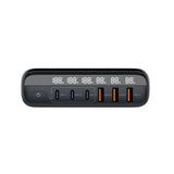 6-i-1 Reseadapter För EU/UK/USA Mobile Origin - 3x USB-C + 3x USB-A – Svart