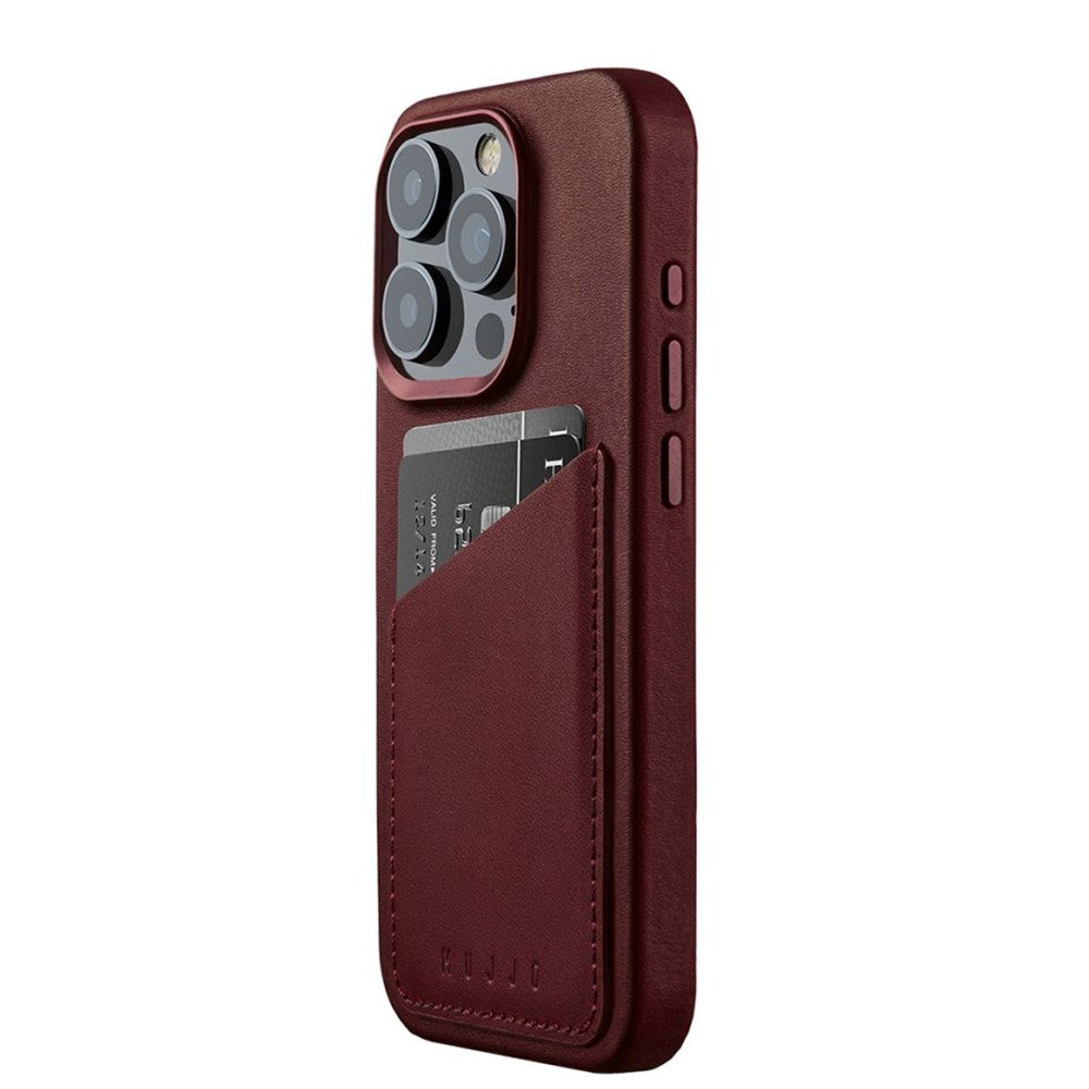Mujjo iPhone 15 Pro Leather Wallet Skal - MagSafe Kompatibel - Brun