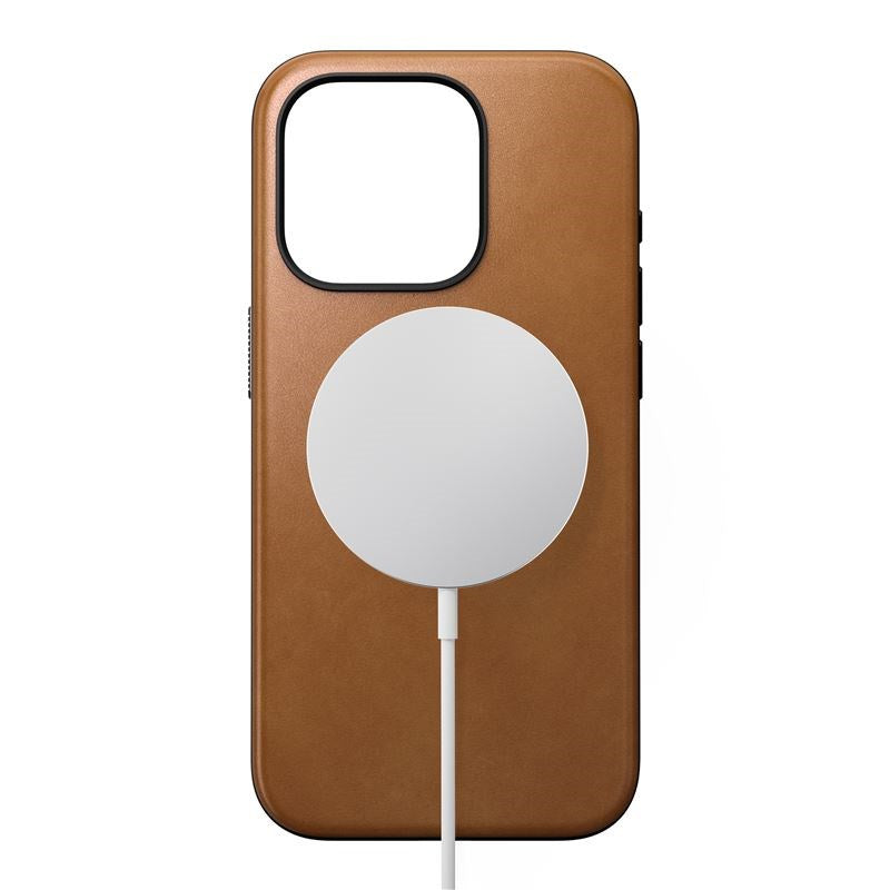 iPhone 15 Pro Nomad Modern Leather Skal - MagSafe Kompatibel - Tan