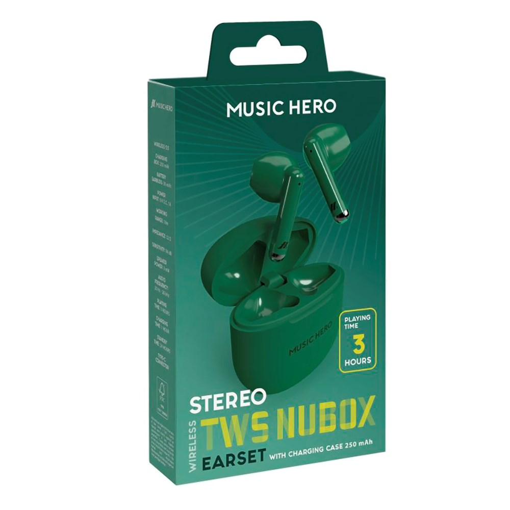 MUSIC HERO Nubox True Wireless Stereo In-Ear Hörlurar - Grön