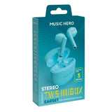 MUSIC HERO Nubox True Wireless Stereo In-Ear Hörlurar - Ljusblå