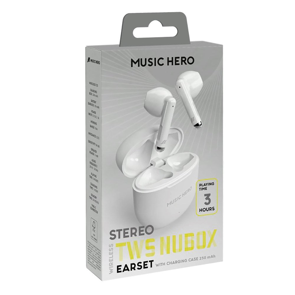 MUSIC HERO Nubox True Wireless Stereo In-Ear Hörlurar - Vit