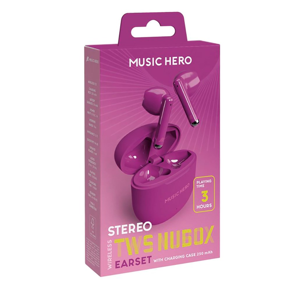 MUSIC HERO Nubox True Wireless Stereo In-Ear Hörlurar - Lila