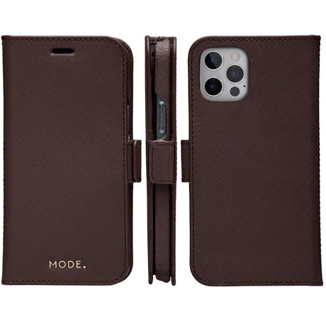 Dbramante1928 iPhone 12/12 Pro New York 2-i-1 Läder Flipfodral - Brun