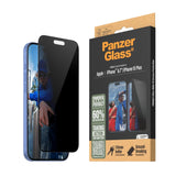 iPhone 16 Plus PanzerGlass Ultra Wide Fit Skärmskydd m. EasyAligner - Privacy - Diamond Strength - Genomskinlig / Svart Kant