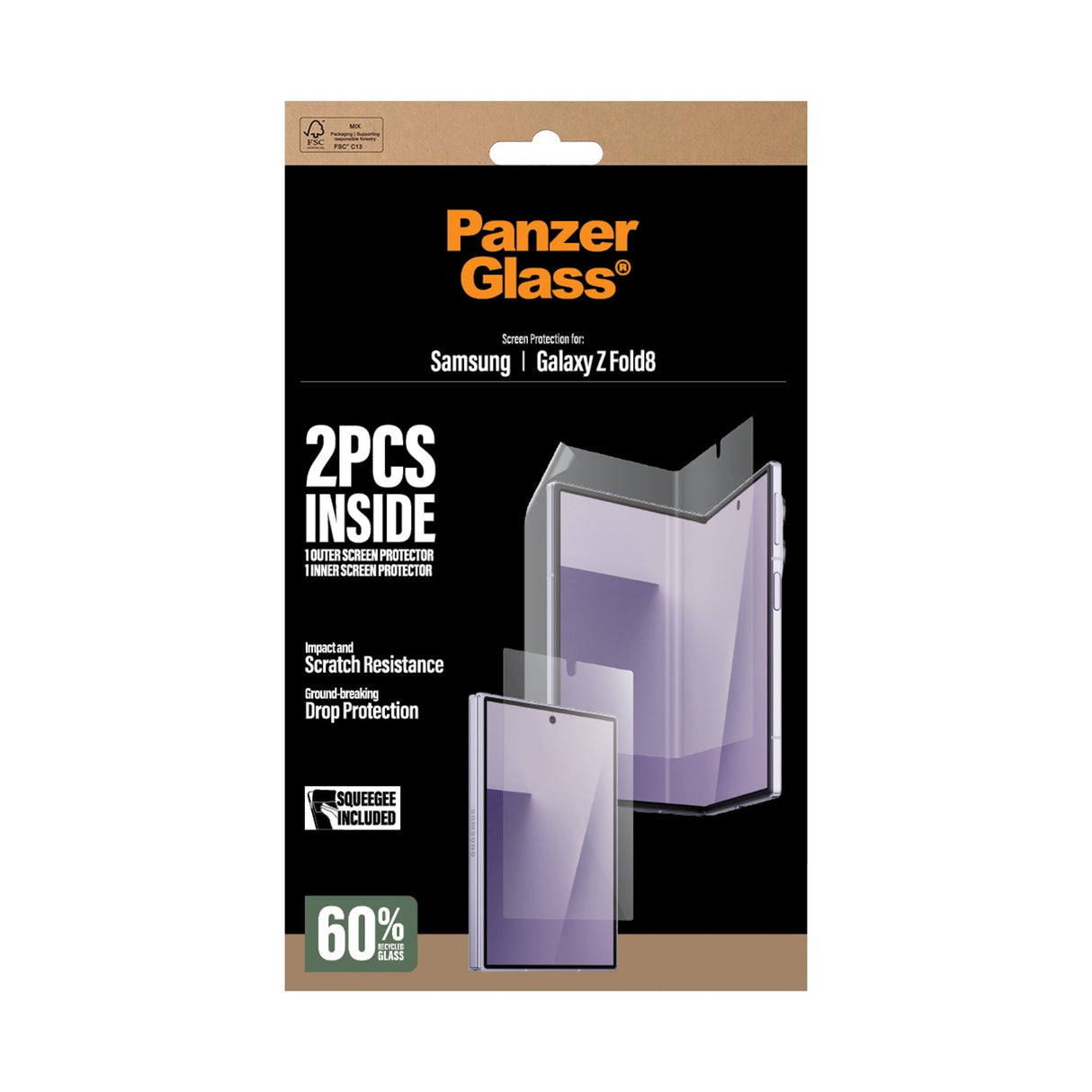 Samsung Galaxy Z Fold8 PanzerGlass® Classic Fit Skärmskydd För Framsida & Interiör - Transparent