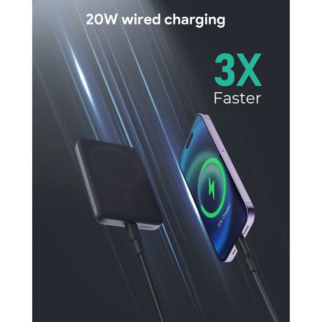 Aukey MagFusion 6 700 mAh Powerbank med Trådlös Laddning & Stativfunktion - MagSafe / Qi2 Kompatibel - Svart