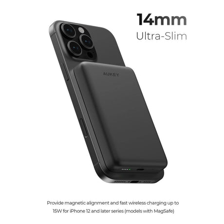 Aukey MagFusion M 10 000 mAh Powerbank - MagSafe / Qi2 Kompatibel - Vit