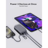 Aukey Spark Sling Powerbank med Inbyggd USB-C Kabel & Display - 10 000 mAh - 30W - 1 x USB-C - 1 x USB-A - Grå