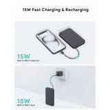 Aukey Spark Sling Powerbank med Inbyggd USB-C Kabel - 10 000 mAh - 20W - 1 x USB-C - 1 x USB-A - Grå