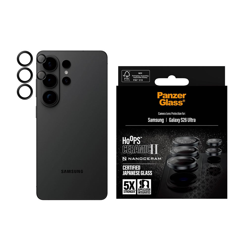 Samsung Galaxy S26 Ultra PanzerGlass Ceramic Hoops Kameralinsskydd med Installationsram - Svart