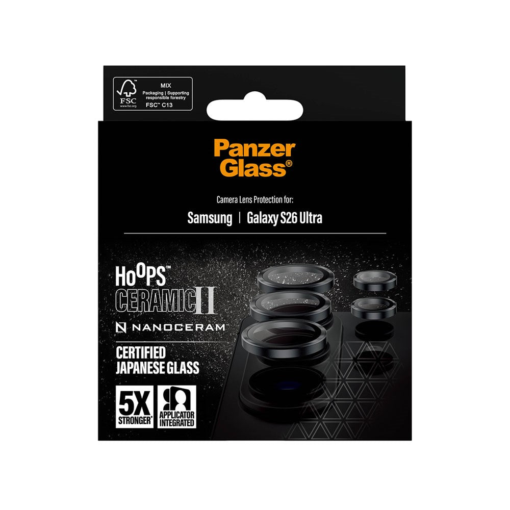 Samsung Galaxy S26 Ultra PanzerGlass Ceramic Hoops Kameralinsskydd med Installationsram - Svart