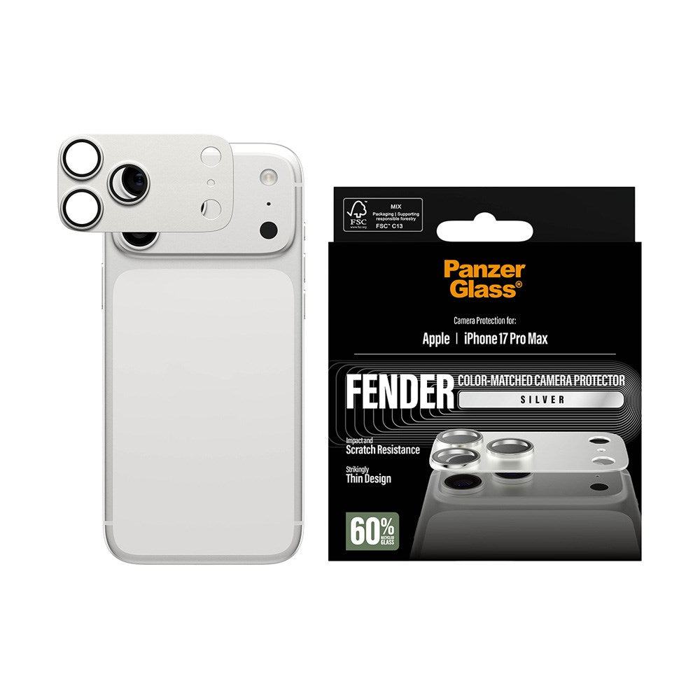 iPhone 17 Pro Max PanzerGlass FENDER Kameralinsskydd - Silver