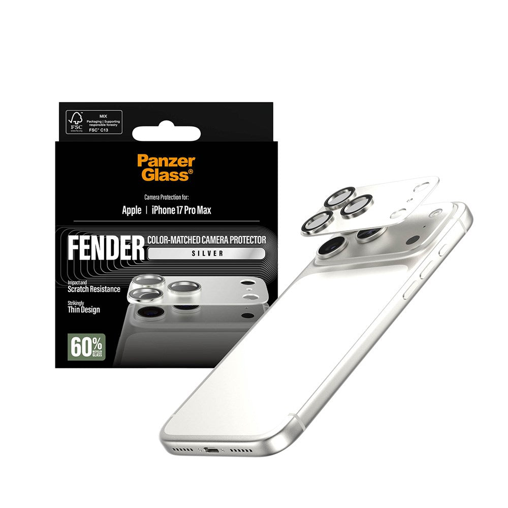 iPhone 17 Pro Max PanzerGlass FENDER Kameralinsskydd - Silver