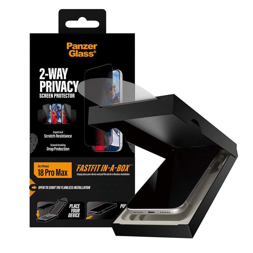 iPhone 18 Pro Max PanzerGlass Ultra Wide Fit Skärmskyddsglas m. FastFit In-A-Box - Privacy - Genomskinlig