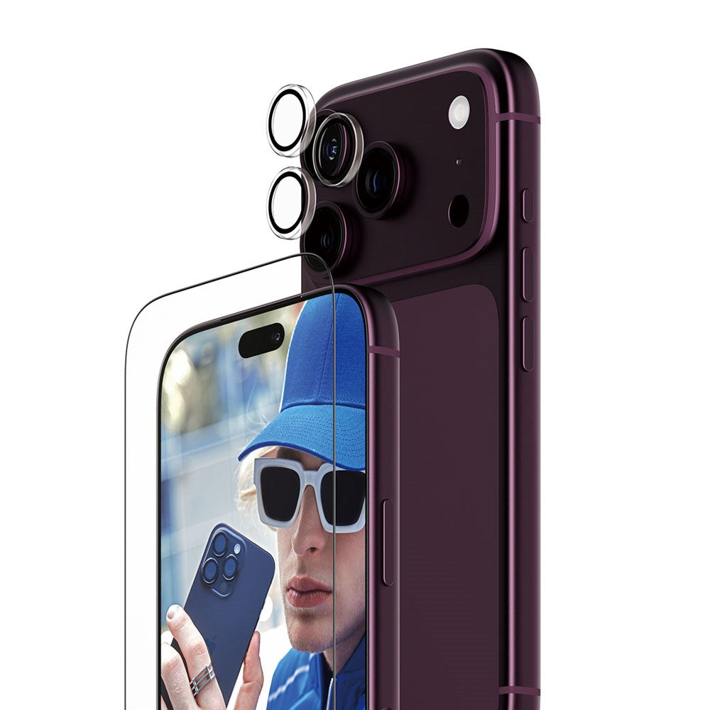 iPhone 18 Pro PanzerGlass Essentials 2-in-1 Bundle med EasyAligner / Skärmskydd (UWF) / Hoops Kameraskydd - Genomskinlig