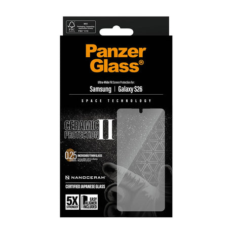 Samsung Galaxy S26 PanzerGlass Ceramic Skärmskydd med EasyAligner - Ultra Wide Fit - Genomskinlig