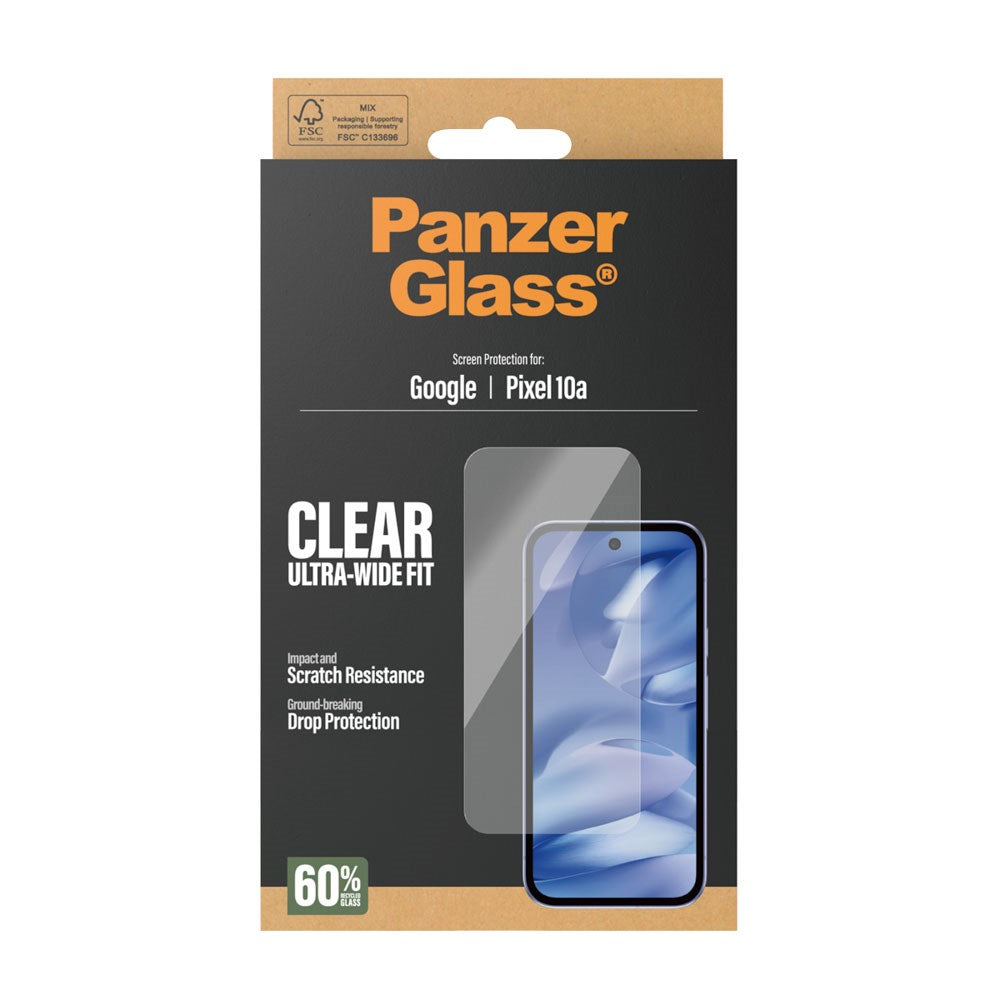 Google Pixel 10a PanzerGlass Skärmskyddsglas - Ultra Wide Fit - Genomskinlig