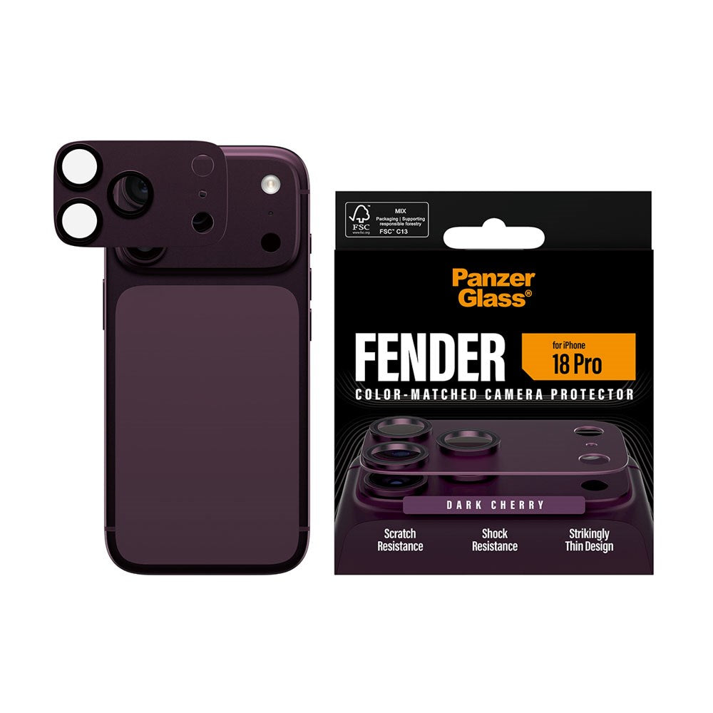 iPhone 18 Pro PanzerGlass FENDER Kameralinsskydd - Dark Cherry
