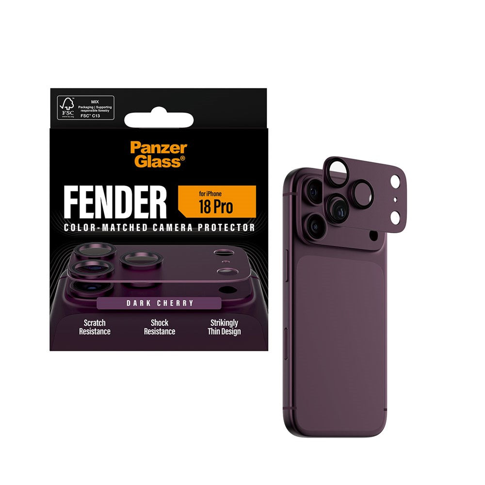 iPhone 18 Pro PanzerGlass FENDER Kameralinsskydd - Dark Cherry