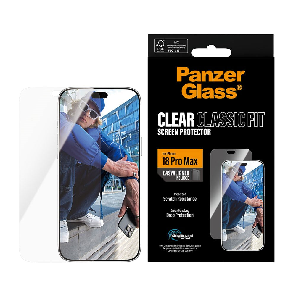 iPhone 18 Pro Max PanzerGlass Skärmskydd Classic Fit med EasyAligner - Genomskinlig