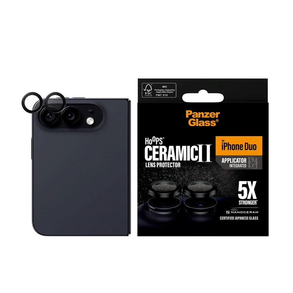 iPhone Duo PanzerGlass Ceramic Hoops Kameralinsskydd med Installationsram - Svart