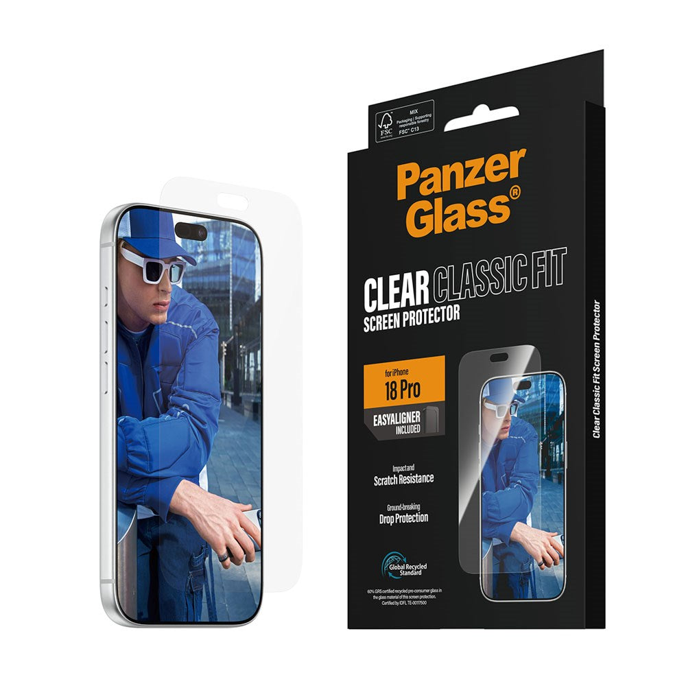 iPhone 18 Pro PanzerGlass Skärmskydd Classic Fit med EasyAligner - Genomskinlig