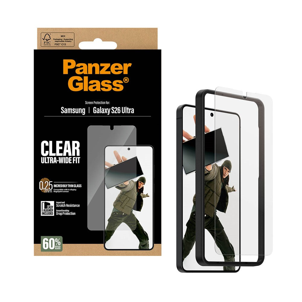 Samsung Galaxy S26 Ultra PanzerGlass Skärmskyddsglas m. EasyAligner - Ultra Wide Fit - Genomskinlig