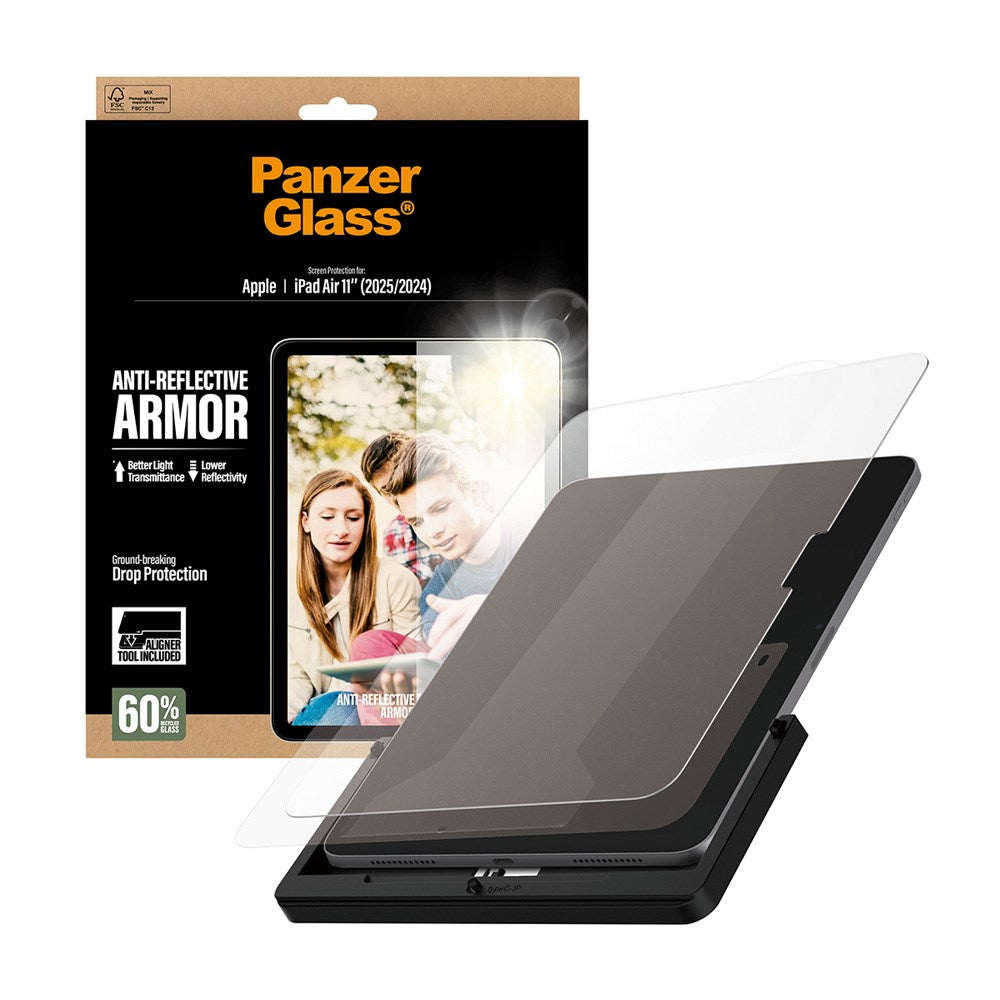 PanzerGlass iPad Air 11" (2025 / 2024) Ultra-Wide Fit Anti-Reflective Armor Skärmskyddsglas m. Installationsram - Genomskinlig