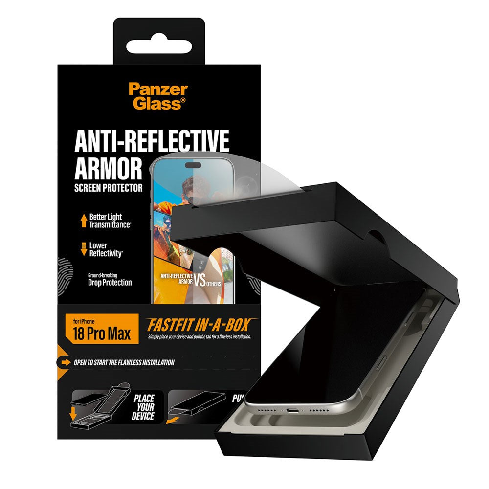 iPhone 18 Pro Max PanzerGlass Skärmskydd med FastFit In-A-Box - Antireflexbeständig - Genomskinlig