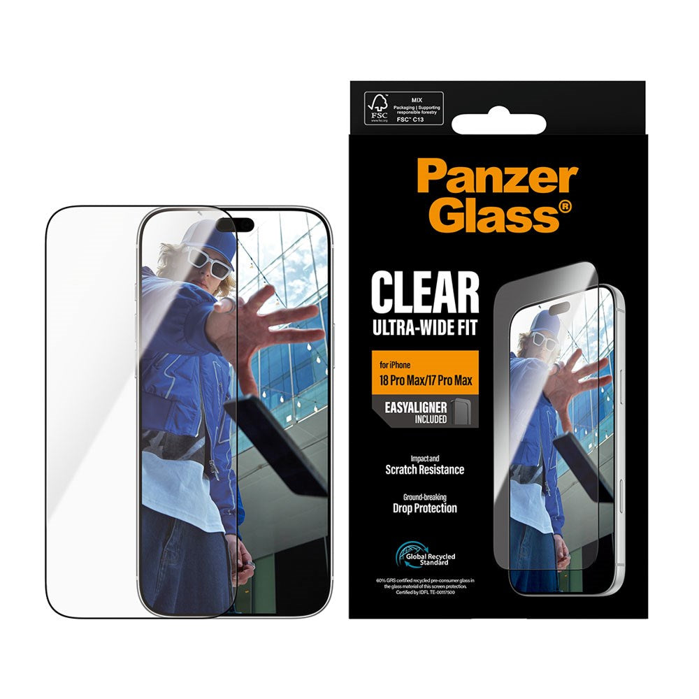 iPhone 18 Pro Max  / 17 Pro Max PanzerGlass Skärmskyddsglas - Ultra Wide Fit med EasyAligner - Genomskinlig