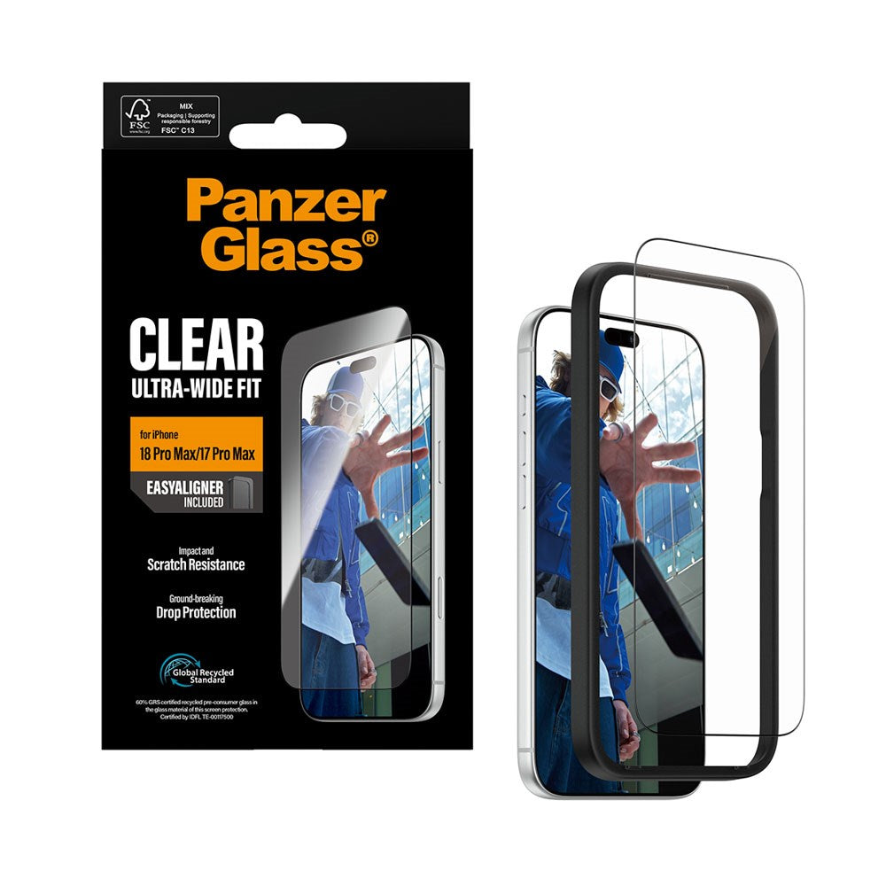 iPhone 18 Pro Max  / 17 Pro Max PanzerGlass Skärmskyddsglas - Ultra Wide Fit med EasyAligner - Genomskinlig