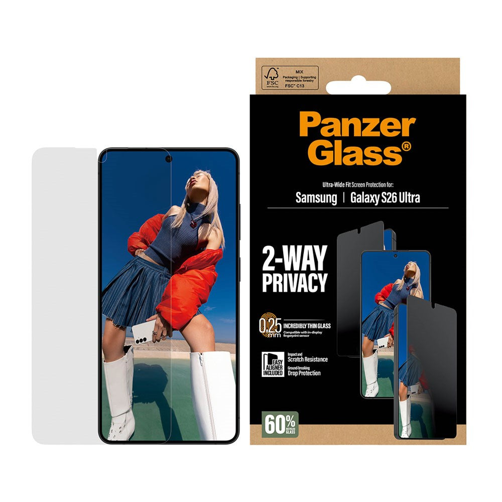 Samsung Galaxy S26 Ultra PanzerGlass 2-Way Privacy Skärmskydd med EasyAligner - Genomskinlig