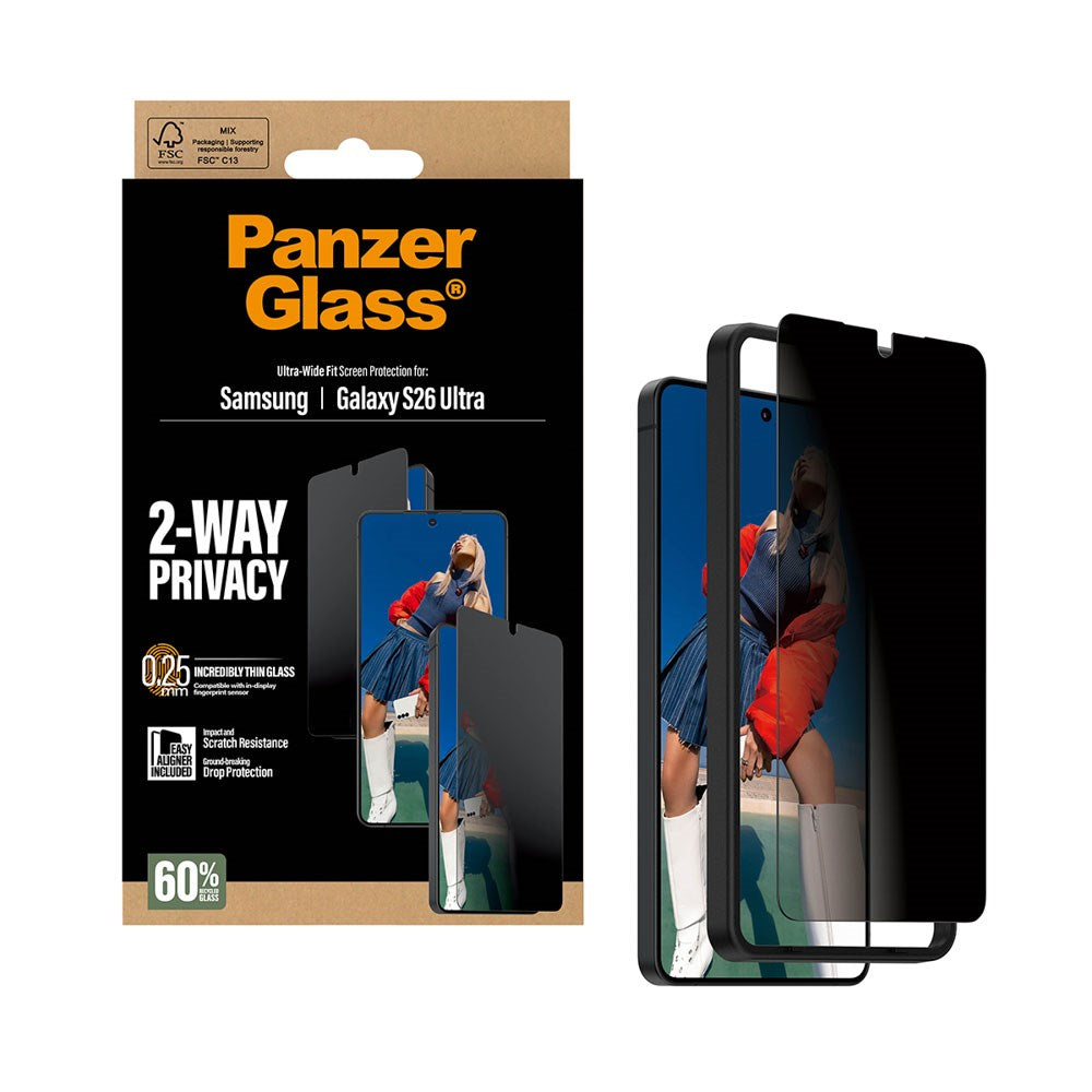 Samsung Galaxy S26 Ultra PanzerGlass 2-Way Privacy Skärmskydd med EasyAligner - Genomskinlig