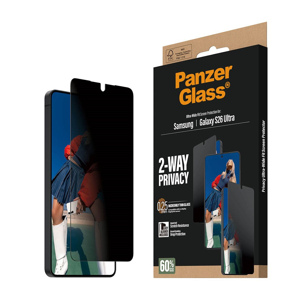 Samsung Galaxy S26 Ultra PanzerGlass 2-Way Privacy Skärmskydd med EasyAligner - Genomskinlig