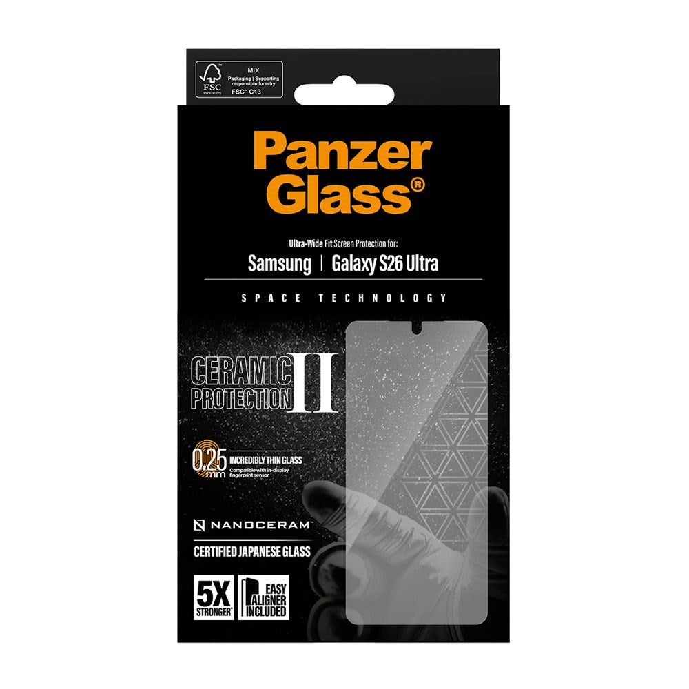 Samsung Galaxy S26 Ultra PanzerGlass Ceramic Skärmskydd med EasyAligner - Ultra Wide Fit - Genomskinlig