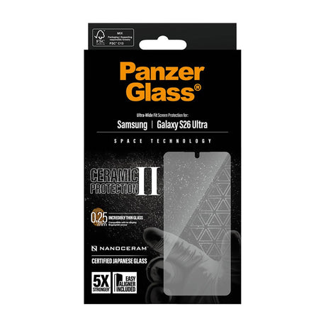 Samsung Galaxy S26 Ultra PanzerGlass Ceramic Skärmskydd med EasyAligner - Ultra Wide Fit - Genomskinlig